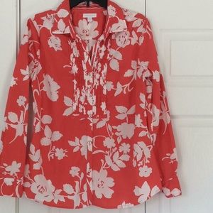 Charter Club orange & white floral shirt